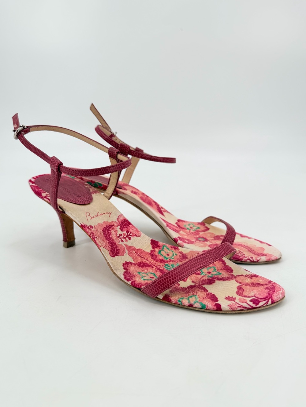 Vintage Y2K Burberry Strappy Slinky Croc Embossed Leather Heels Sandals 39